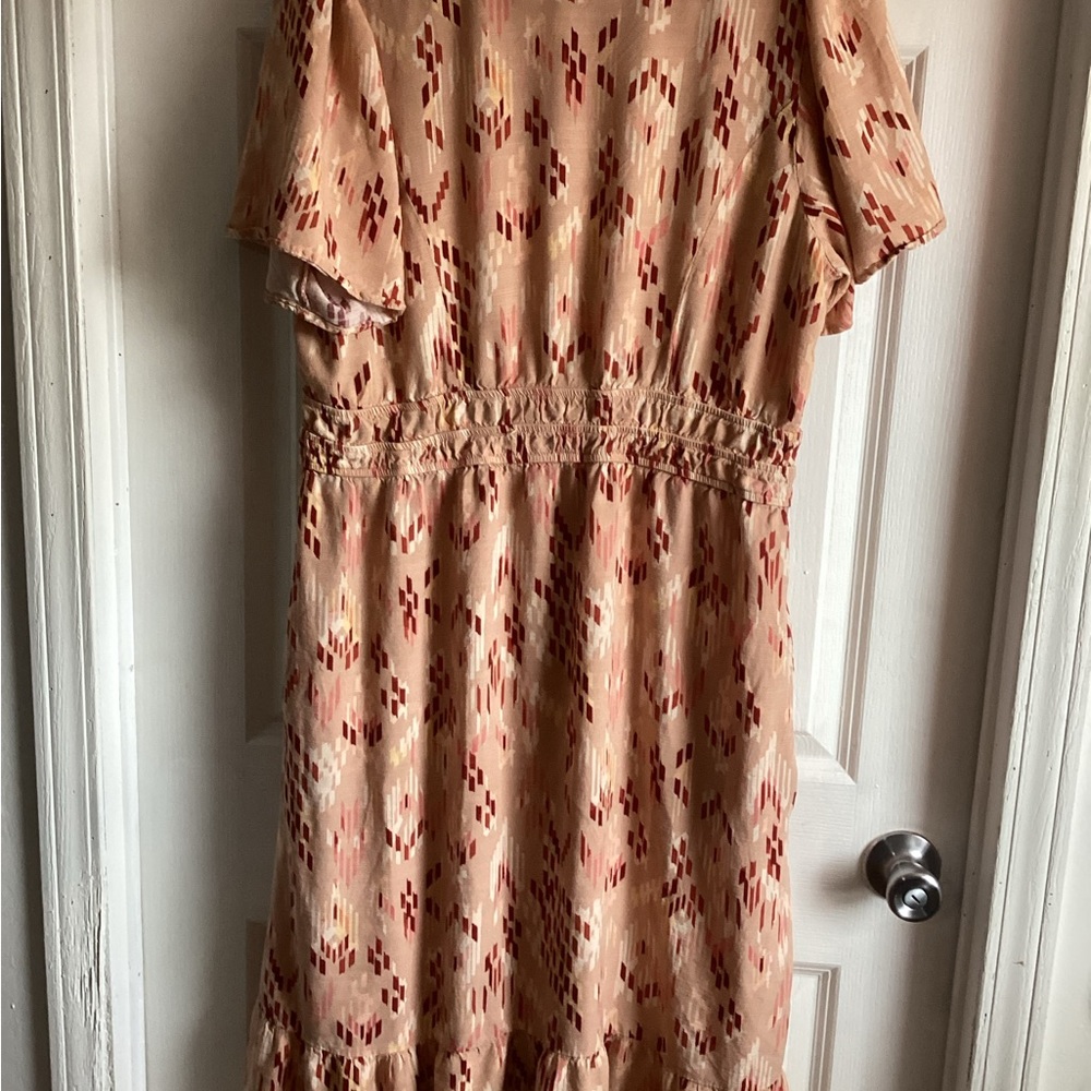 Knox Rose xl Peach Printed V-Neck dress - Picture 3 of 6